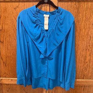 Akris Punto 100% Mulberry Silk Blue Blouse
